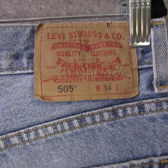 Levis 505 Denim Shorts Mens 34 Light Wash Regular Fit Blue Jean Casual - Picture 3 of 8